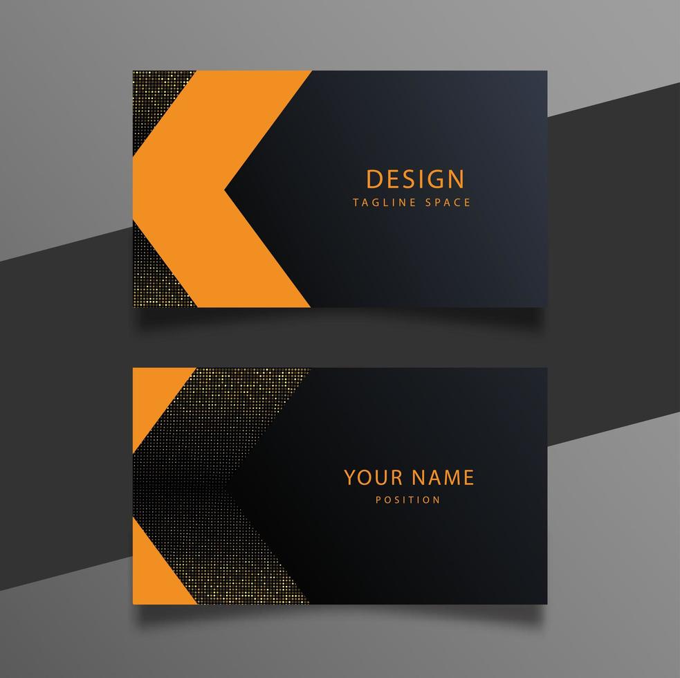 elegante minimale zwarte, oranje en gouden visitekaartjesjabloon. vector
