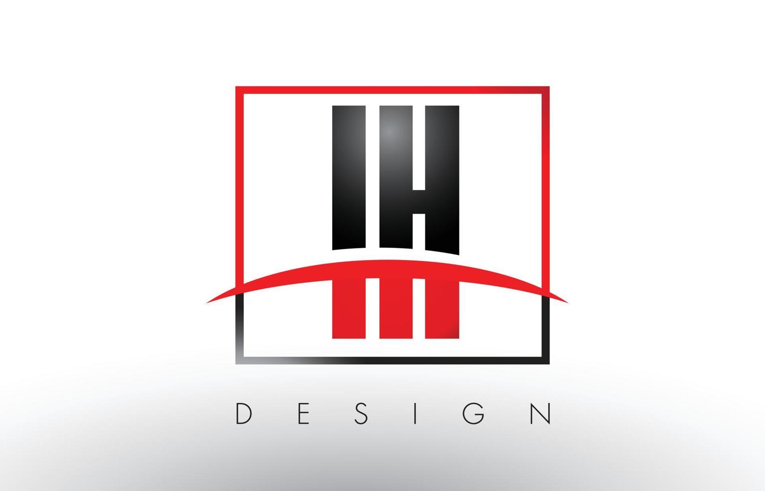 ih ih-logo letters met rode en zwarte kleuren en swoosh. vector