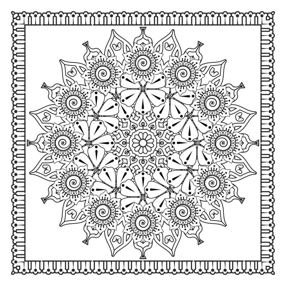 mehndi bloem voor henna, mehndi, tatoeage, decoratie. decoratief ornament in etnische oosterse stijl. vector