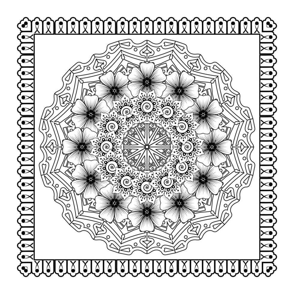 mehndi bloem voor henna, mehndi, tatoeage, decoratie. decoratief ornament in etnische oosterse stijl. vector