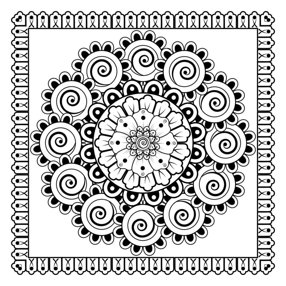 mehndi bloem voor henna, mehndi, tatoeage, decoratie. decoratief ornament in etnische oosterse stijl. vector