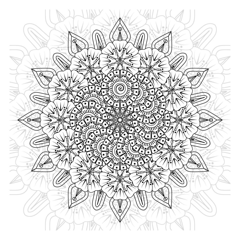 cirkelvormig patroon in de vorm van mandala voor henna, mehndi, tatoeage, decoratie. decoratief ornament in etnische oosterse stijl. kleurboek pagina. vector