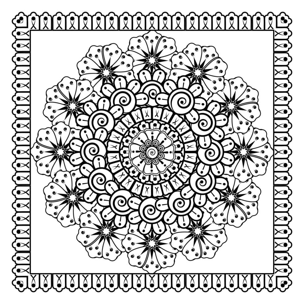 mehndi bloem voor henna, mehndi, tatoeage, decoratie. decoratief ornament in etnische oosterse stijl. vector