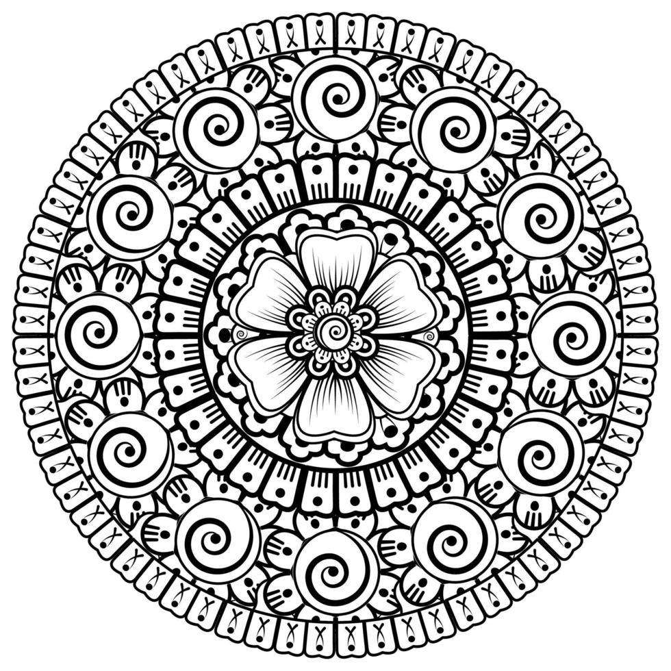 mehndi bloem voor henna, mehndi, tatoeage, decoratie. decoratief ornament in etnische oosterse stijl. vector