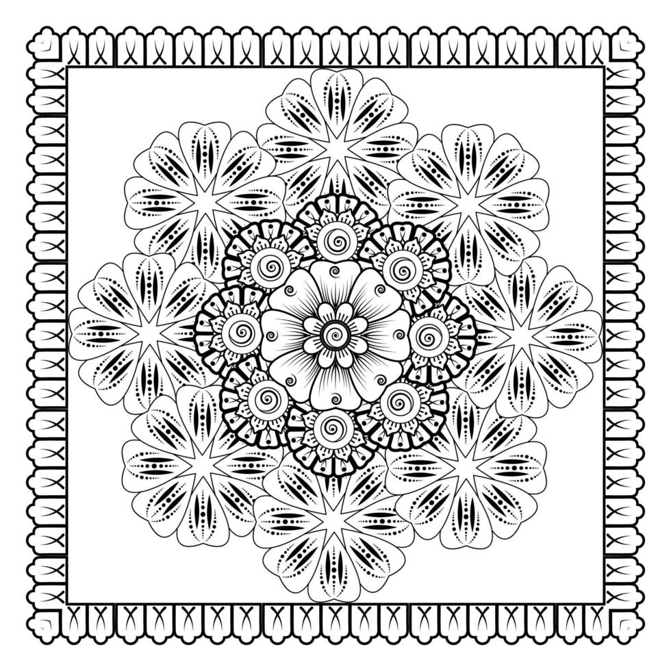 mehndi bloem voor henna, mehndi, tatoeage, decoratie. decoratief ornament in etnische oosterse stijl. vector