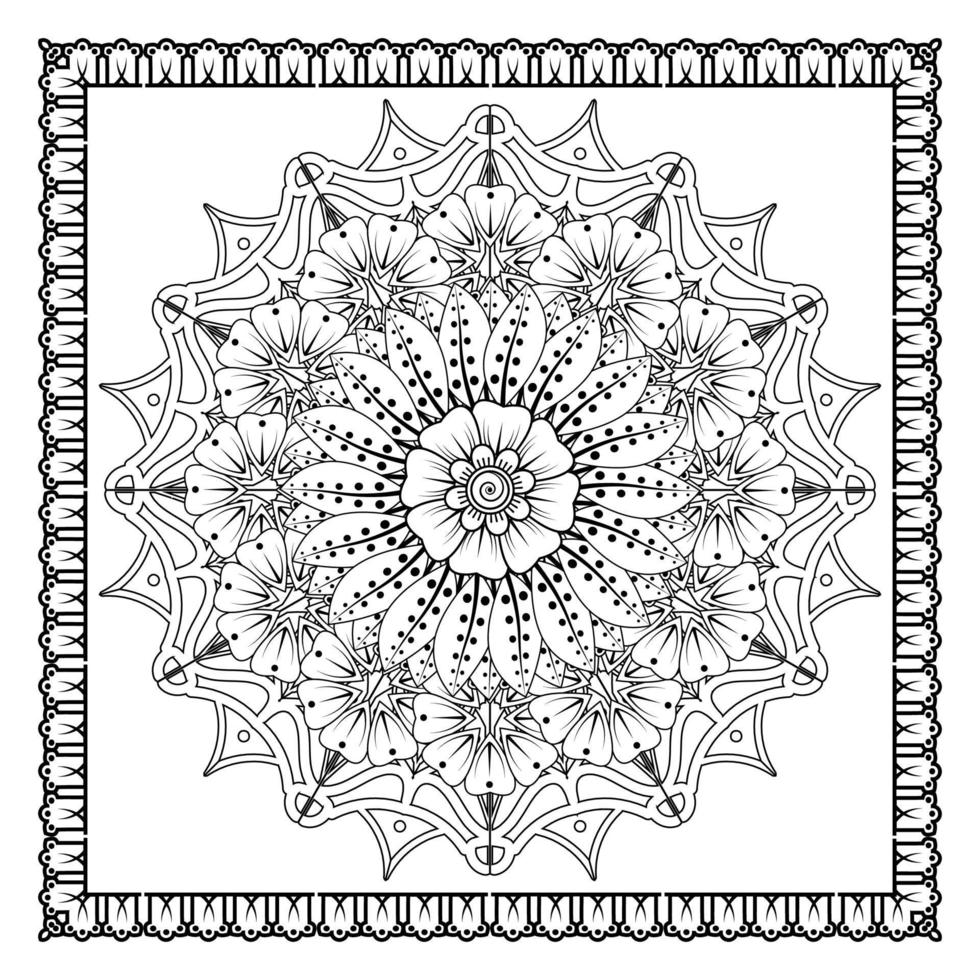 mehndi bloem voor henna, mehndi, tatoeage, decoratie. decoratief ornament in etnische oosterse stijl. vector