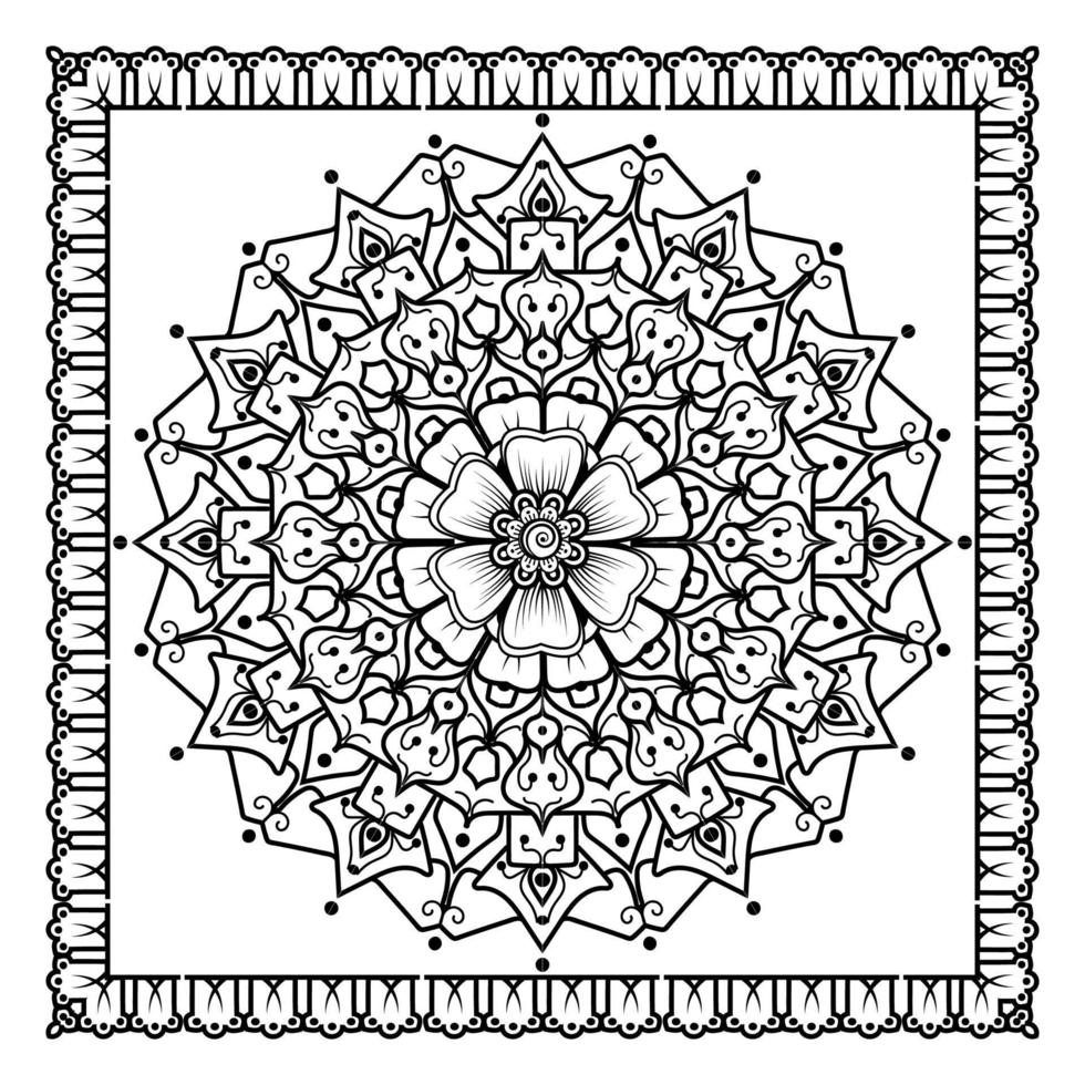 mehndi bloem voor henna, mehndi, tatoeage, decoratie. decoratief ornament in etnische oosterse stijl. vector