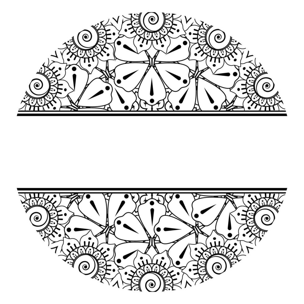 frame in oosterse traditie. gestileerd met henna-tatoeages decoratief patroon voor het decoreren van omslagen voor boek, notebook, kist, tijdschrift, ansichtkaart en map. vector