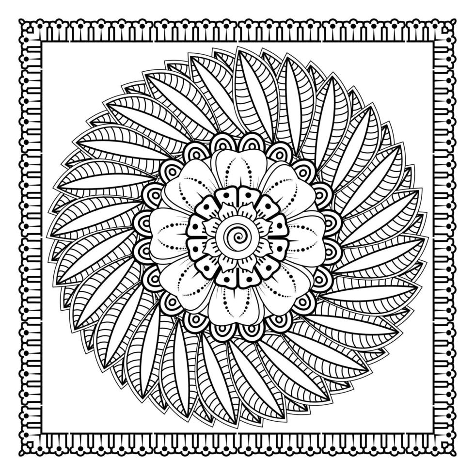 mehndi bloem voor henna, mehndi, tatoeage, decoratie. decoratief ornament in etnische oosterse stijl. vector