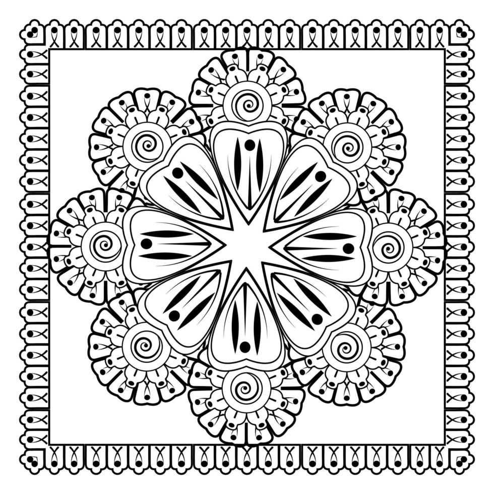 mehndi bloem voor henna, mehndi, tatoeage, decoratie. decoratief ornament in etnische oosterse stijl. vector