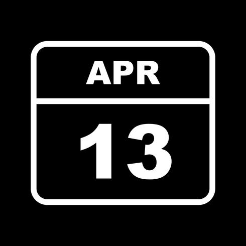 13 april Datum op een eendaagse kalender vector