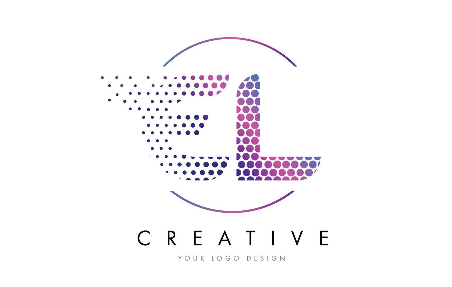 el el roze magenta gestippelde zeepbel brief logo ontwerp vector