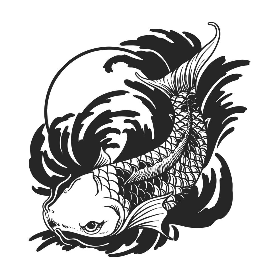 koi vissen rode maan vector illustratie tatto design