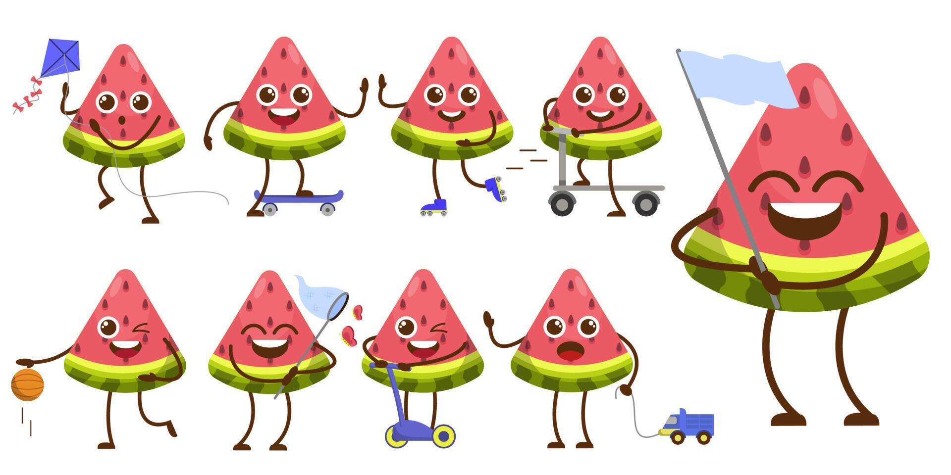 bundel set fruit cartoon mascotte vector