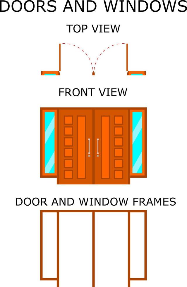 bovenaanzicht, vooraanzicht deur, deur pictogram vector