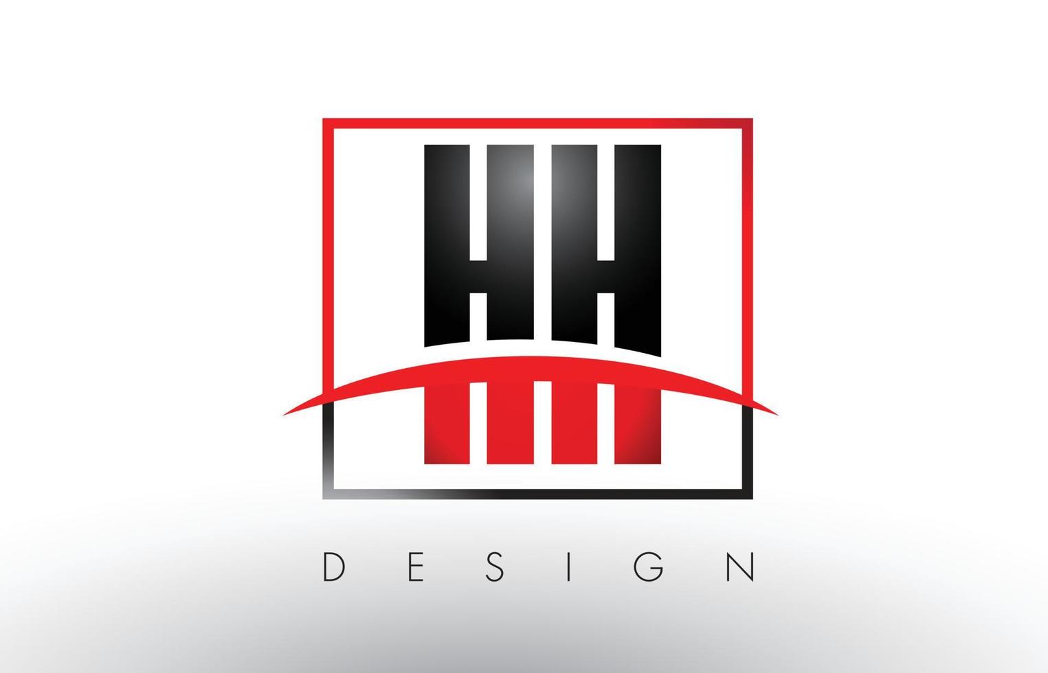 hh hh logo letters met rode en zwarte kleuren en swoosh. vector