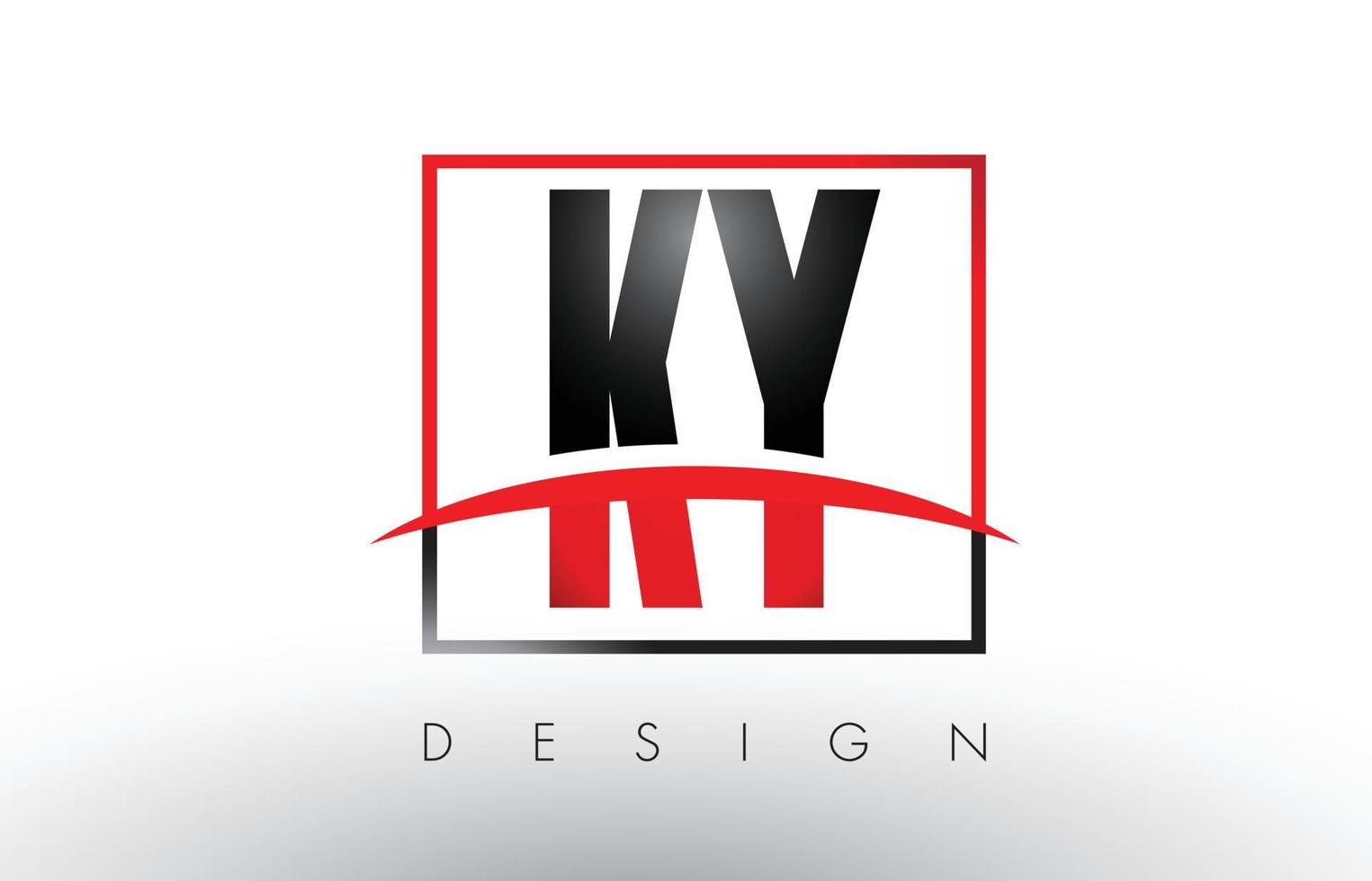 ky ky logo letters met rode en zwarte kleuren en swoosh. vector