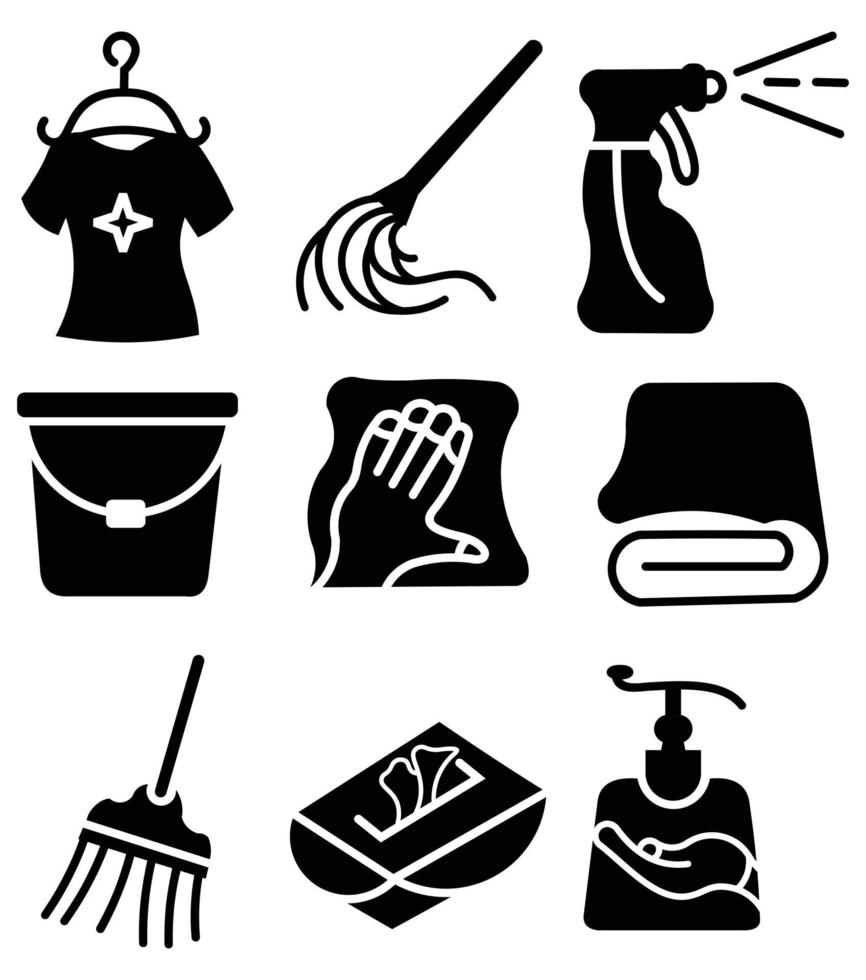 vector set van medische reiniging en handen wassen lijn iconen set reinigingsvloeistoffen, gebruik handschoenen en was handen iconen