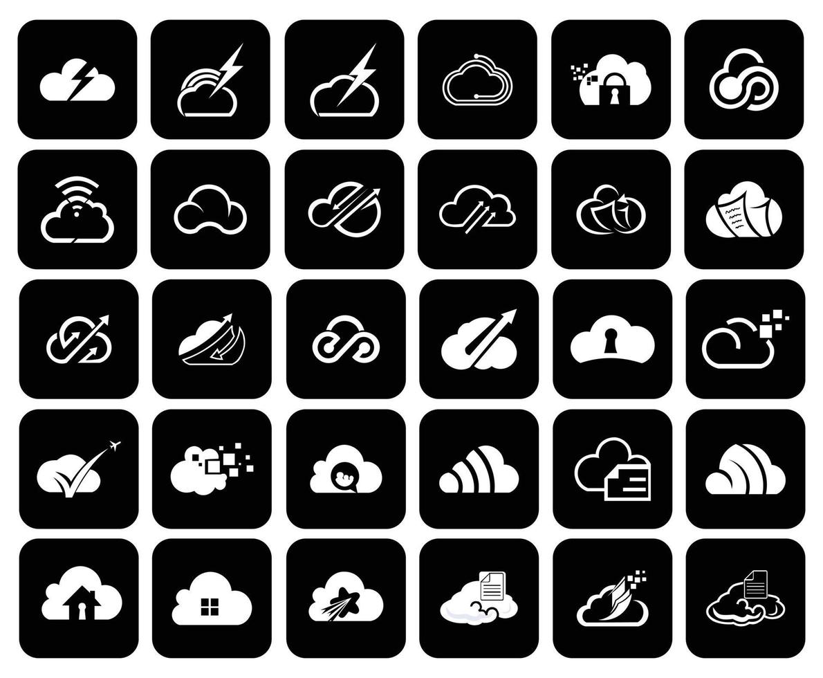 wolk contact pictogram platte symbool vector, met contact met ons ingesteld pictogram vector