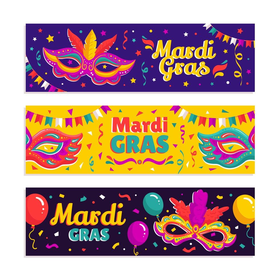 mardi gras banner set vector