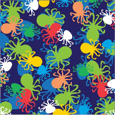 overlappende octopus patroon op blauw vector