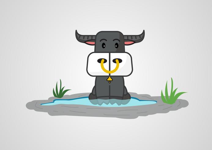 buffel cute cartoon ontwerp, vector illustratie.