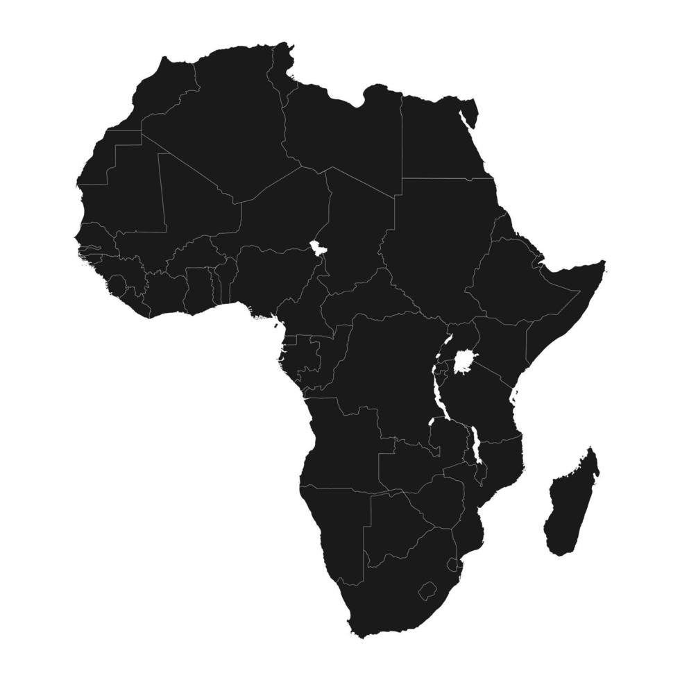 vectorillustratie van de zwarte kaart van afrika op een witte achtergrond vector