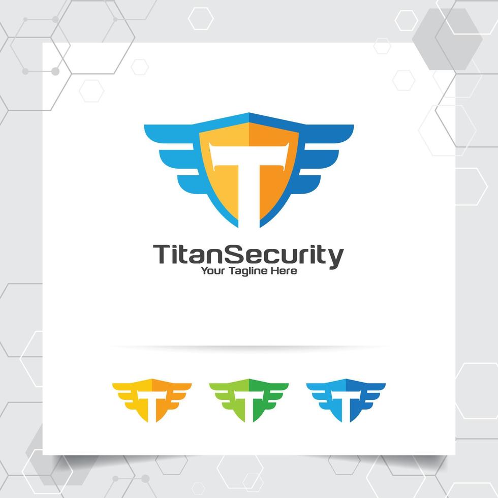 letter t logo ontwerp vector concept van schild beveiliging en t pictogram binnen voor voor internet data privacy lock.