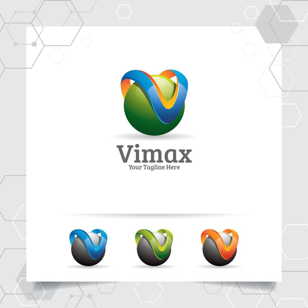 digitale logo 3d letter v ontwerp vector met moderne kleurrijke stijl voor technologie, software, studio, app en business.