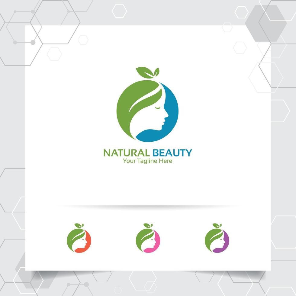 spa schoonheid logo vector ontwerp met concept van groene natuur. spa- en behandelingslogo voor salon schoonheidskliniek.