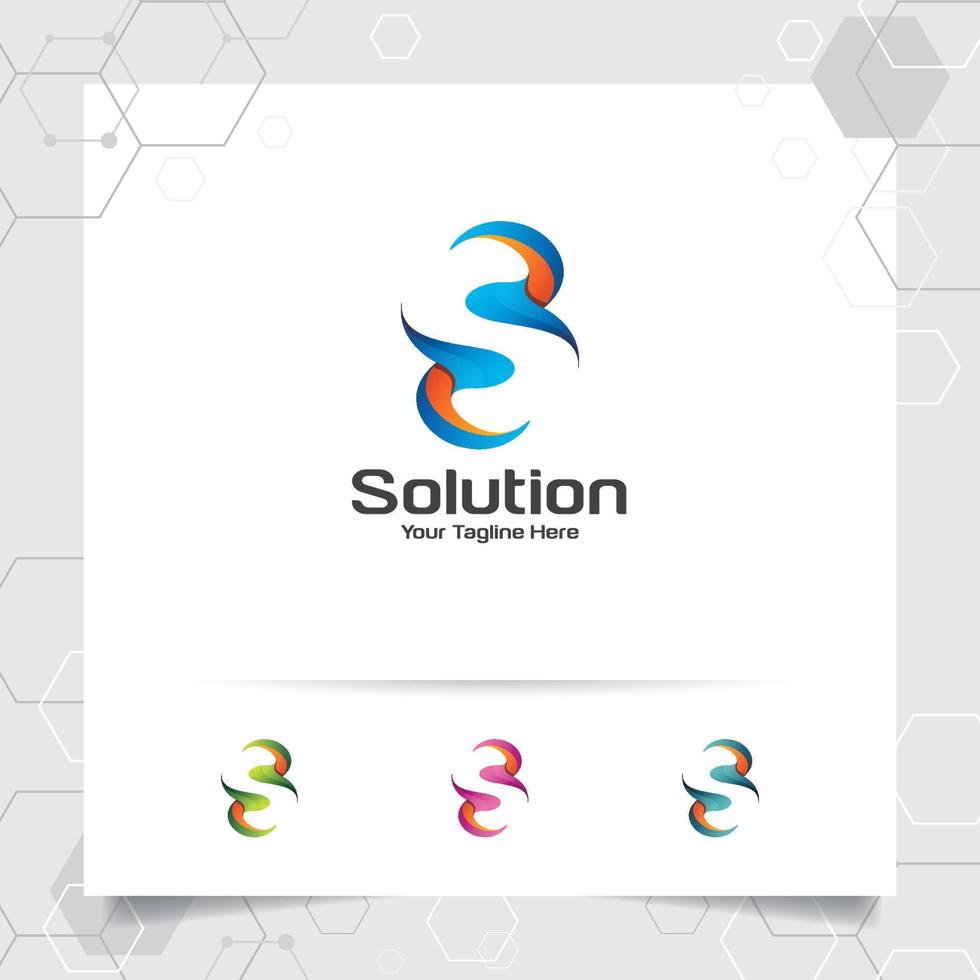 digitale logo letter s ontwerp vector met moderne kleurrijke pixel voor technologie, software, studio, app en business.