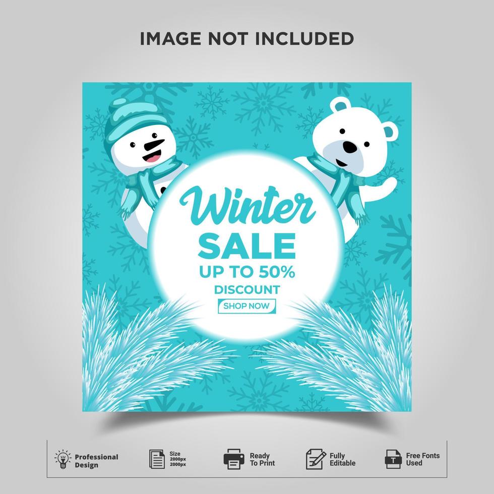 winteruitverkoop social media postbanner vector