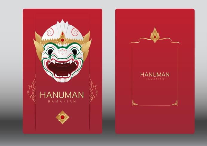 Hanuman, Ramayana, Thailand klassieke maskerdans, luxekaart vector