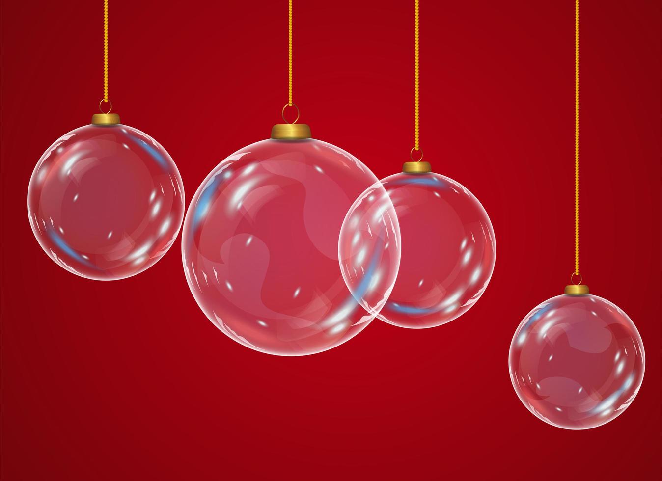 vector realistische transparante kerstbal op rode achtergrond
