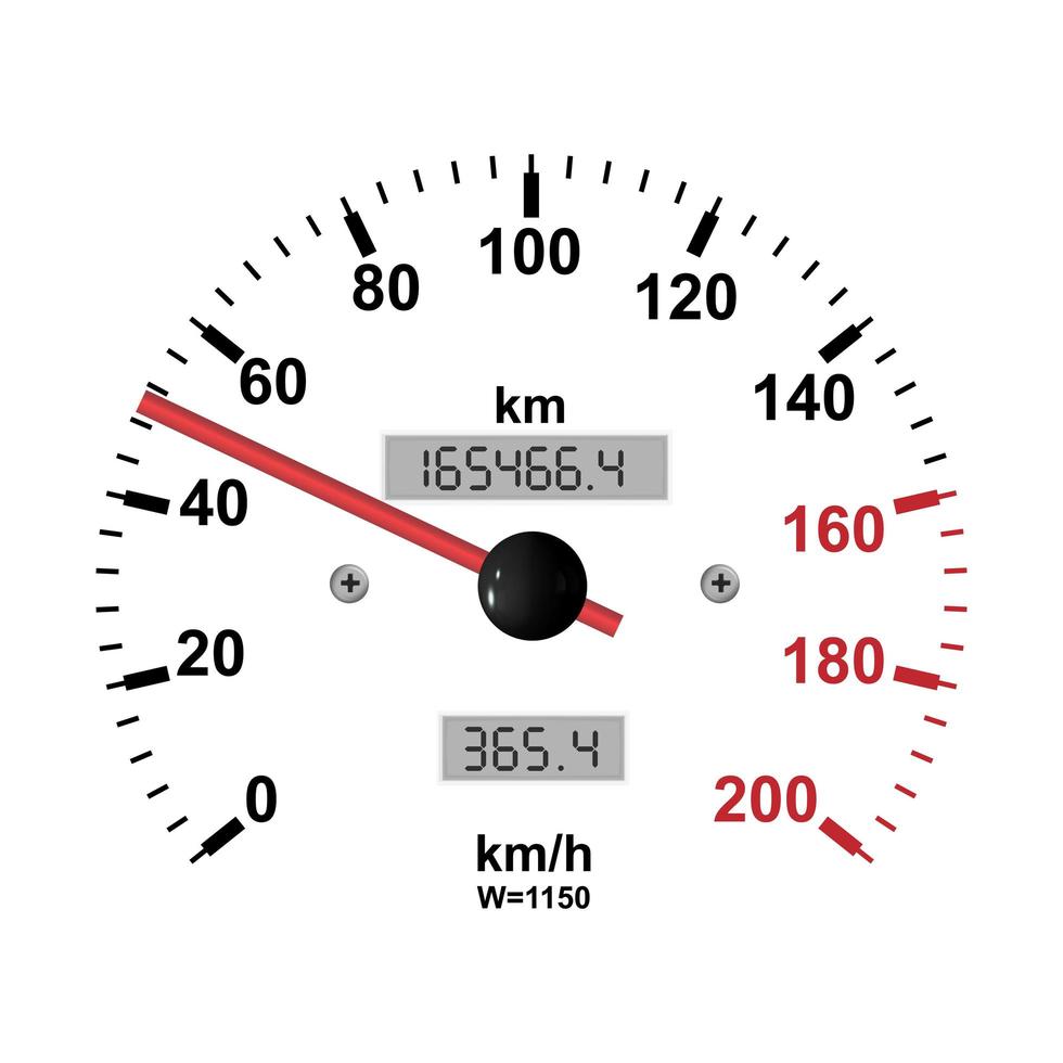 auto snelheidsmeter met snelheid niveau schaal geïsoleerd op wit. auto toerenteller of kilometerteller met snelheidspaneel. vector illustratie
