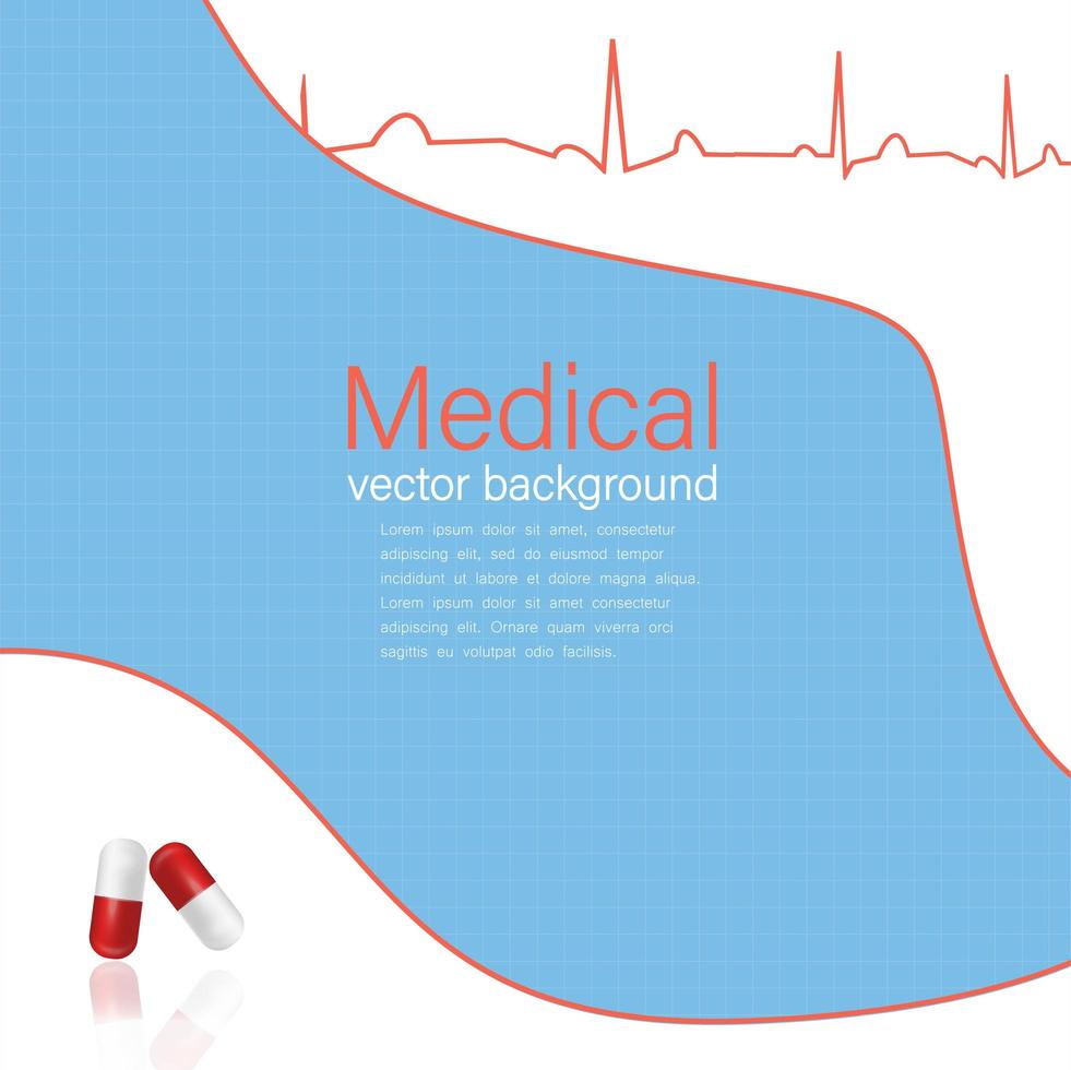 medische sjabloon met geneeskunde apparatuur, vectorillustratie. vector