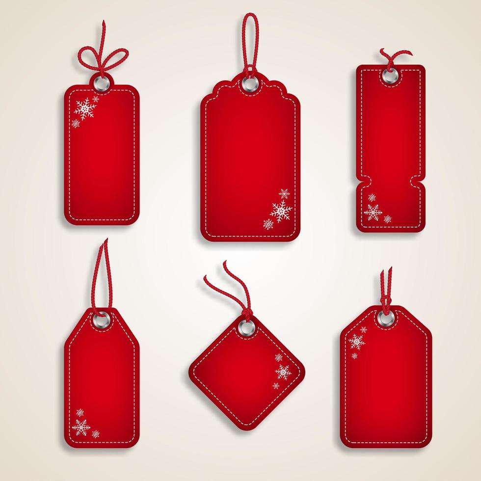 vector realistische set rode kerst verkoop papieren tags voor kerstvakantie winkelen promotie.