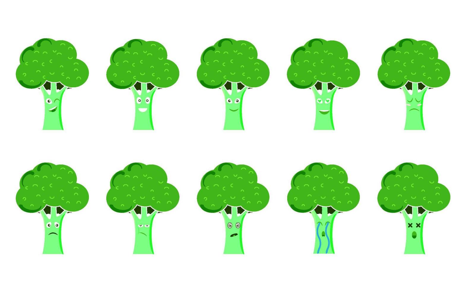 stickers set nuttige broccoli groente. vector illustratie