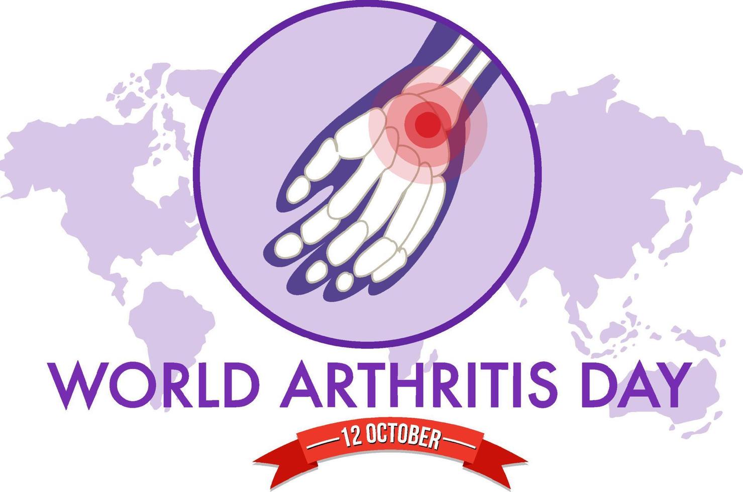 wereld artritis dag banner met rode pijncirkel op polsbeen vector