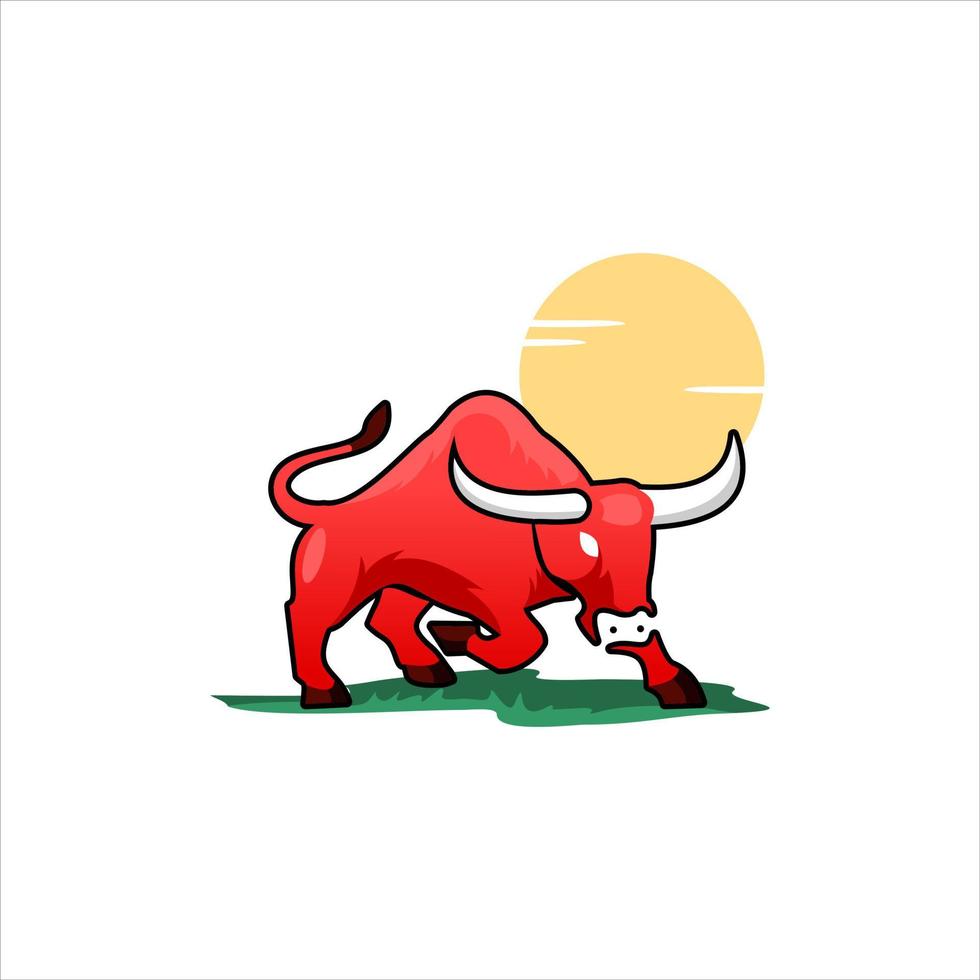 cartoon stier lange hoorn illustratie vector