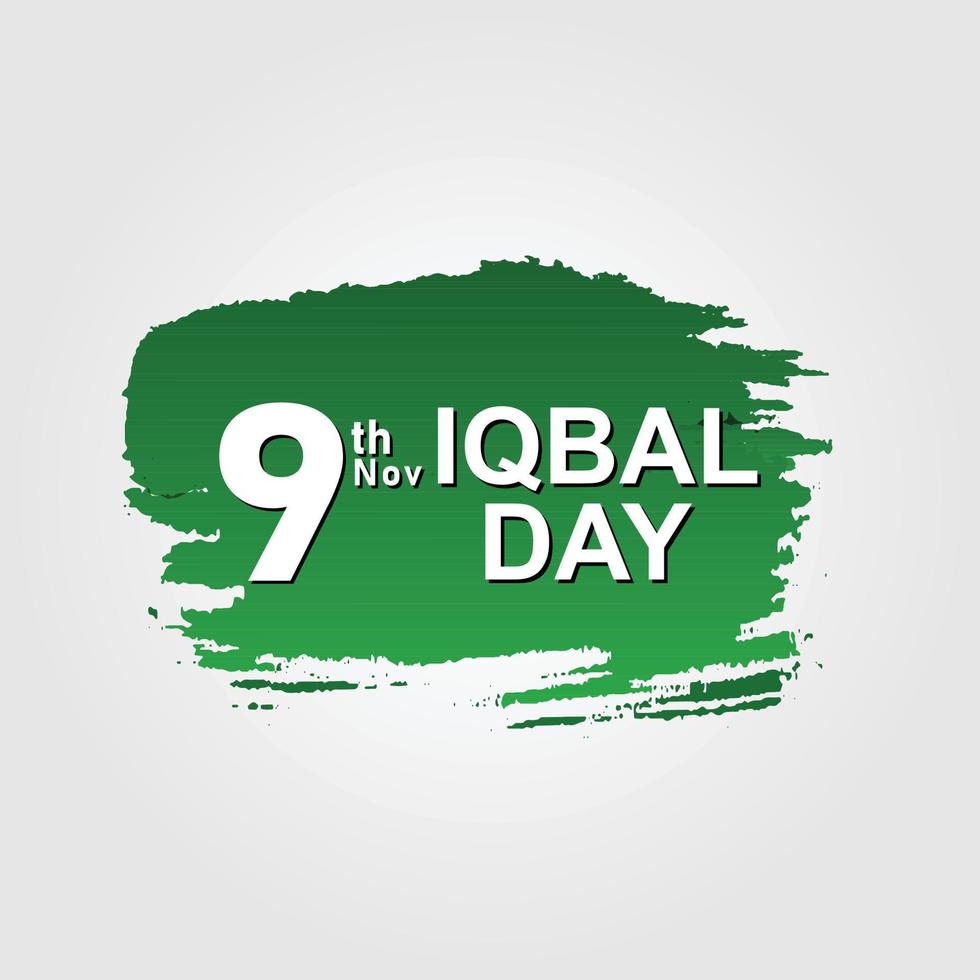 Engelse taal geschreven 9 november allama iqbal day op groene kleur voor de kleurovergang met witte achtergrond vector