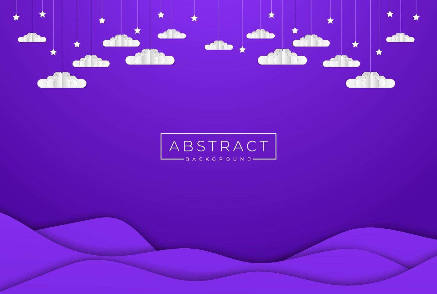 violette vloeibare lucht met papier gesneden wolken en sterrenachtergrond. vector illustratie