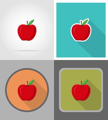 Apple fruit plat pictogrammen vector illustratie