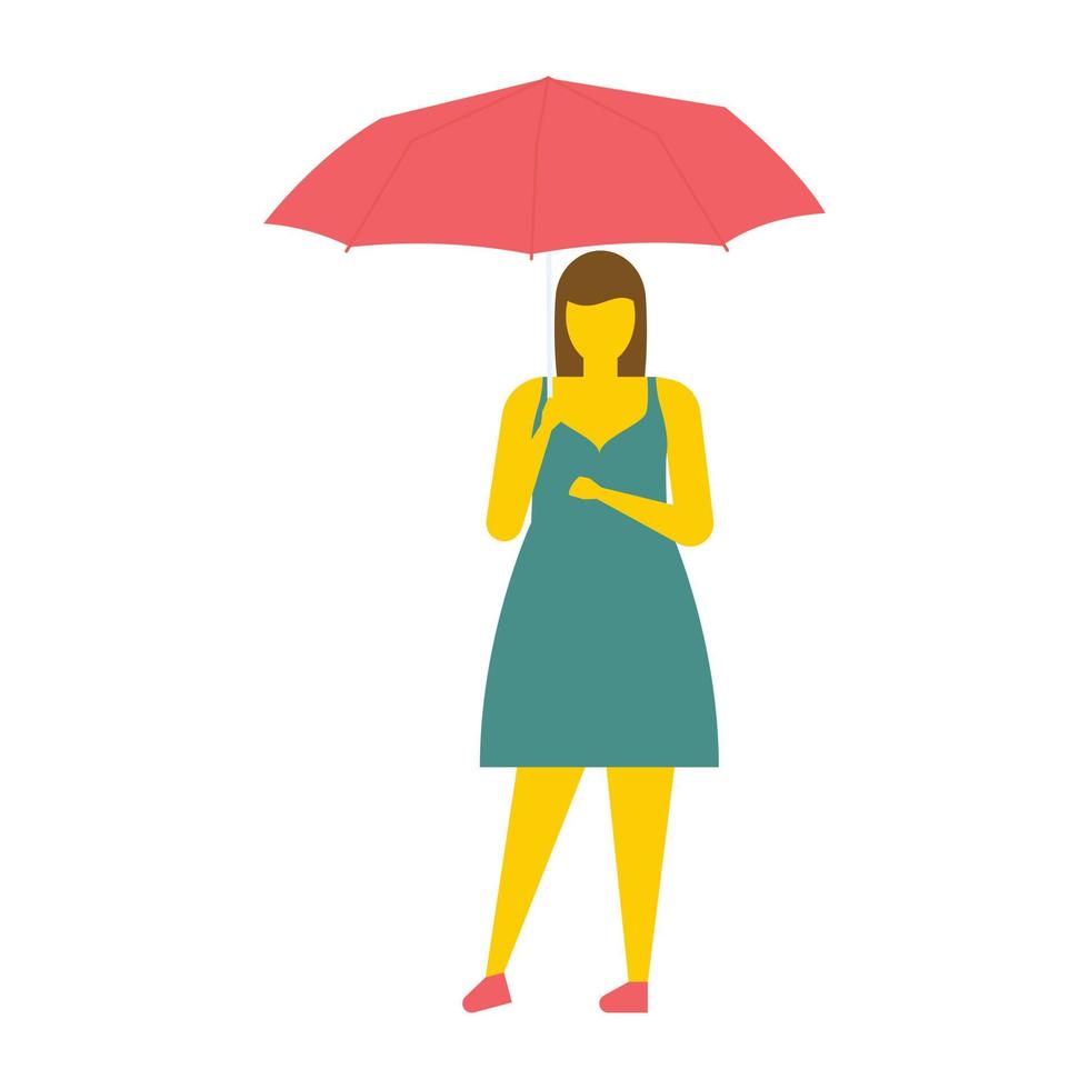 vrouw onder paraplu vector