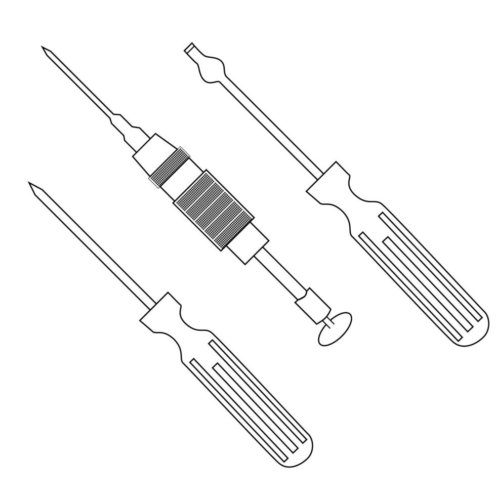 schroevendraaier lijn pictogram. illustratie voor reparatiethema, doodle-stijl vector