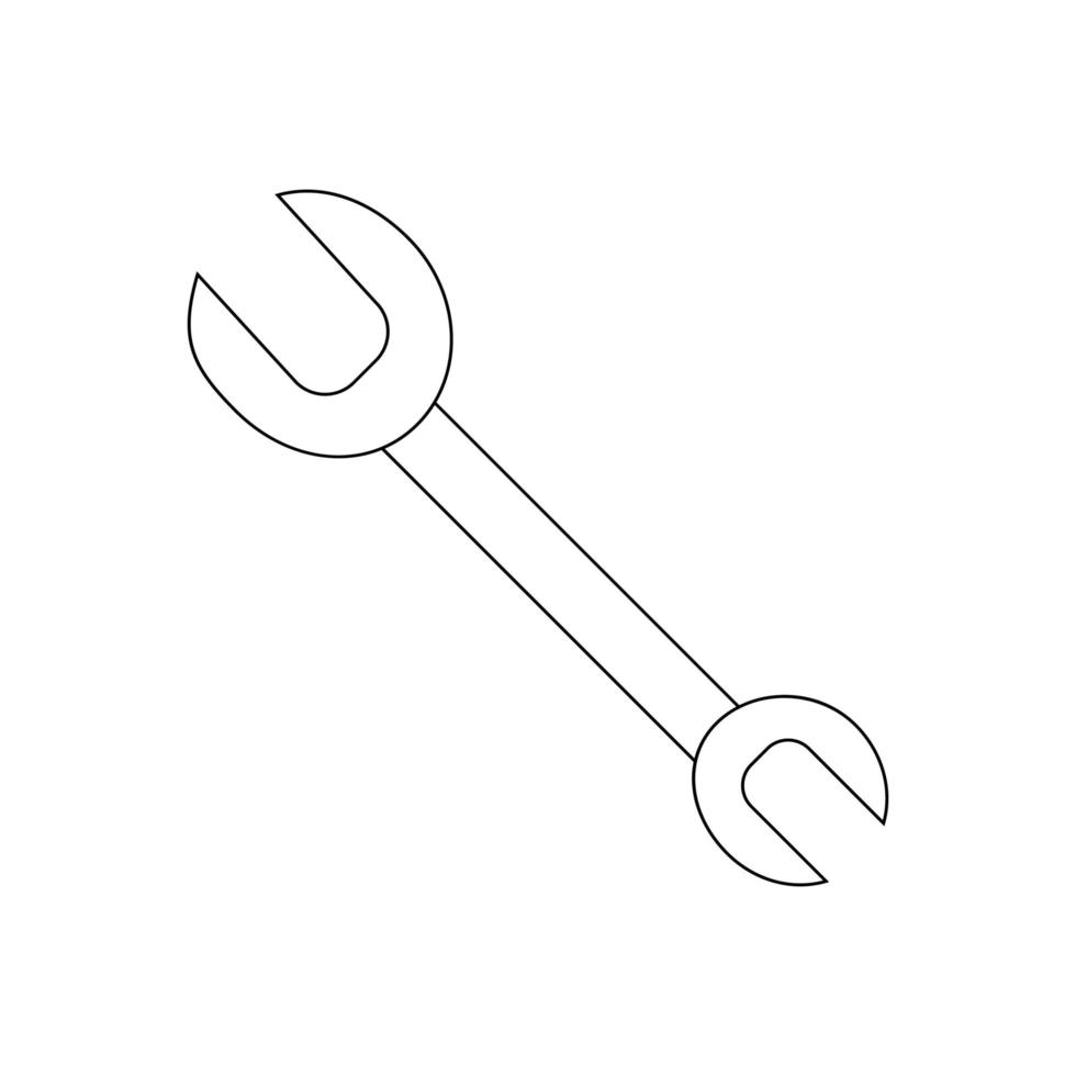 moersleutel lijn pictogram. illustratie voor reparatiethema, doodle-stijl vector