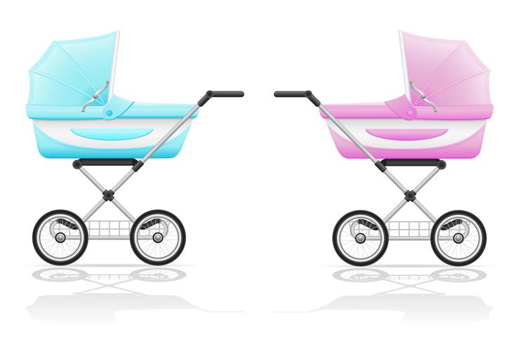 babys perambulator roze en blauwe vectorillustratie vector