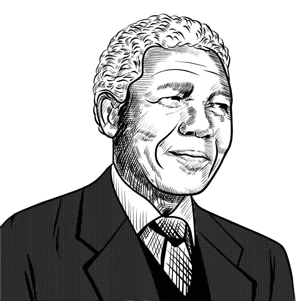 Surakarta Indonesië - 12 december 2021, Nelson Mandela vectorillustratie op witte achtergrond vector