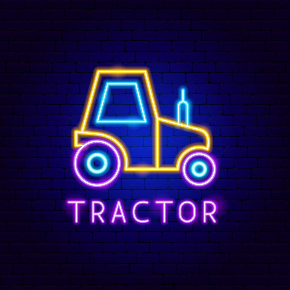 tractor neon label vector