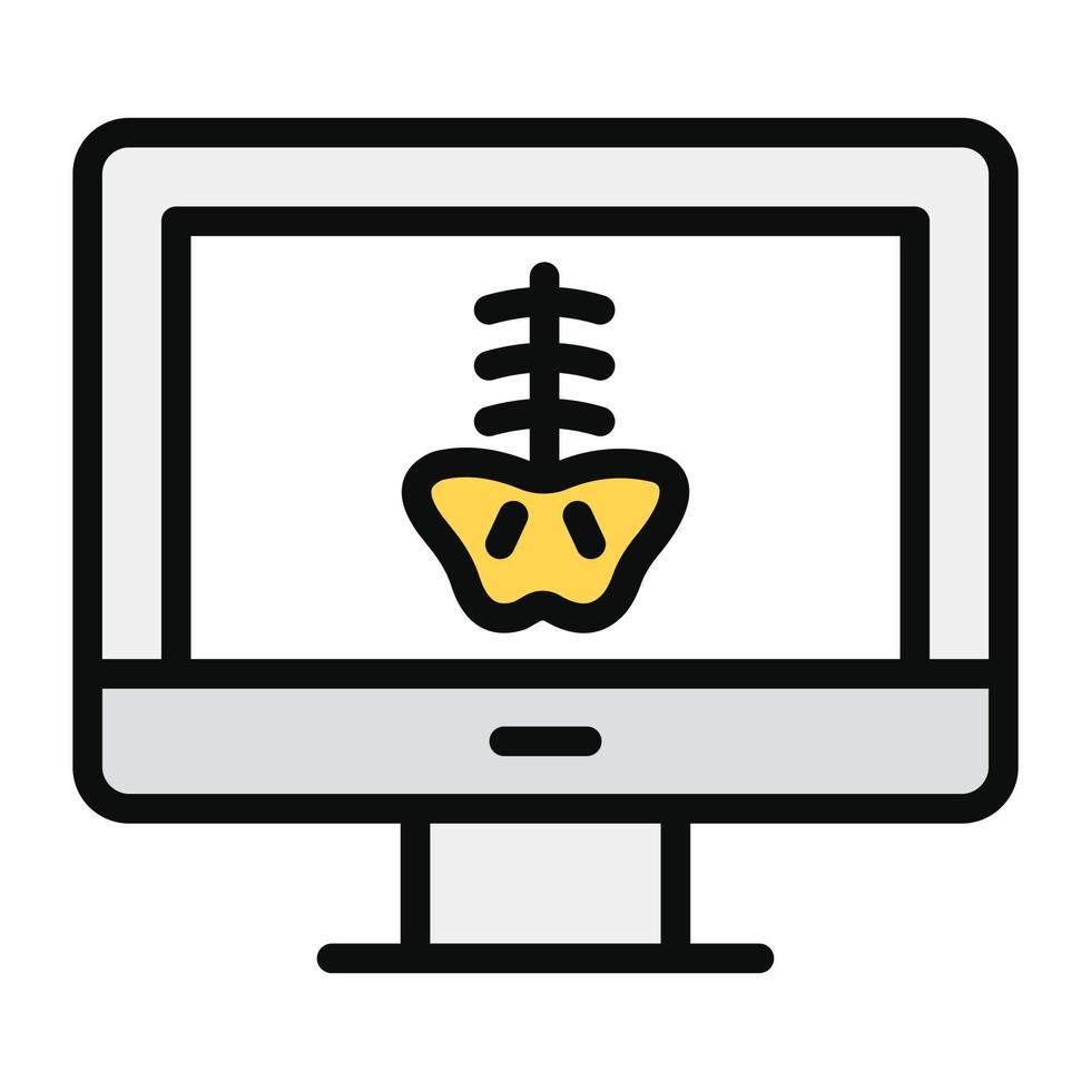 bot binnen monitor, concept van online röntgenpictogram vector